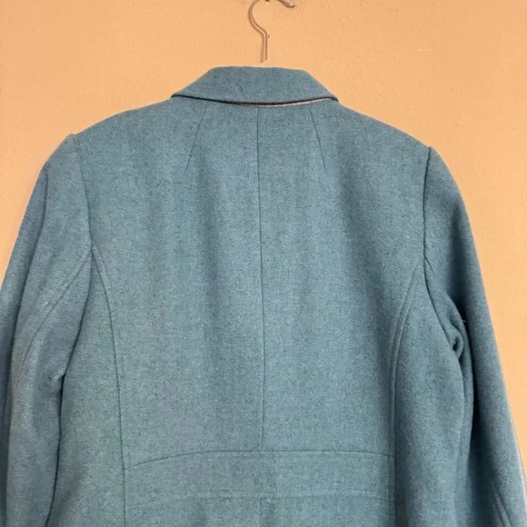 Talbots Jacket Blazer Teal Career Lined Gold Crest Buttons Wool Blend Size 10 - Picture 10 of 16